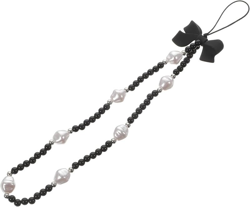 Bowknot Pearl Bead Wrist Chain Keychain Stylish Accessory for Everyday Use - Image 1